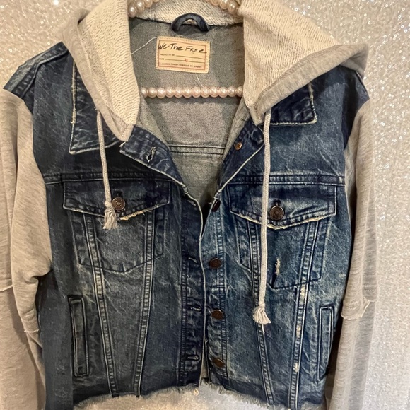 Hand made denim hooded jacket - Picture 2 of 3